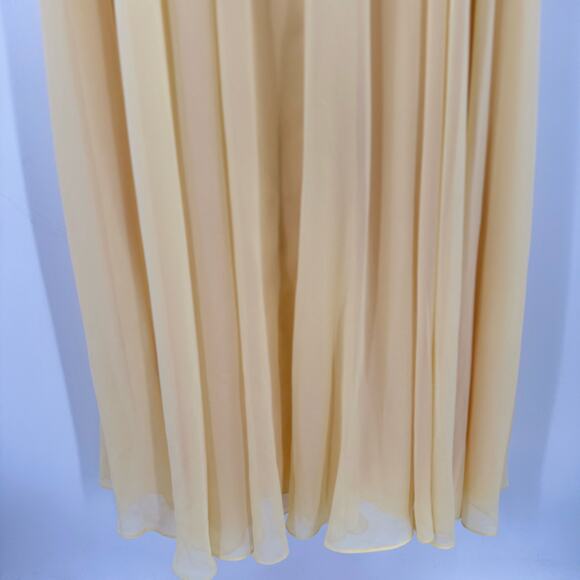 DAVID’S Bridal Dress Size 16 NWT Spaghetti Strap Chiffon Beaded Canary Yellow - Picture 12 of 16